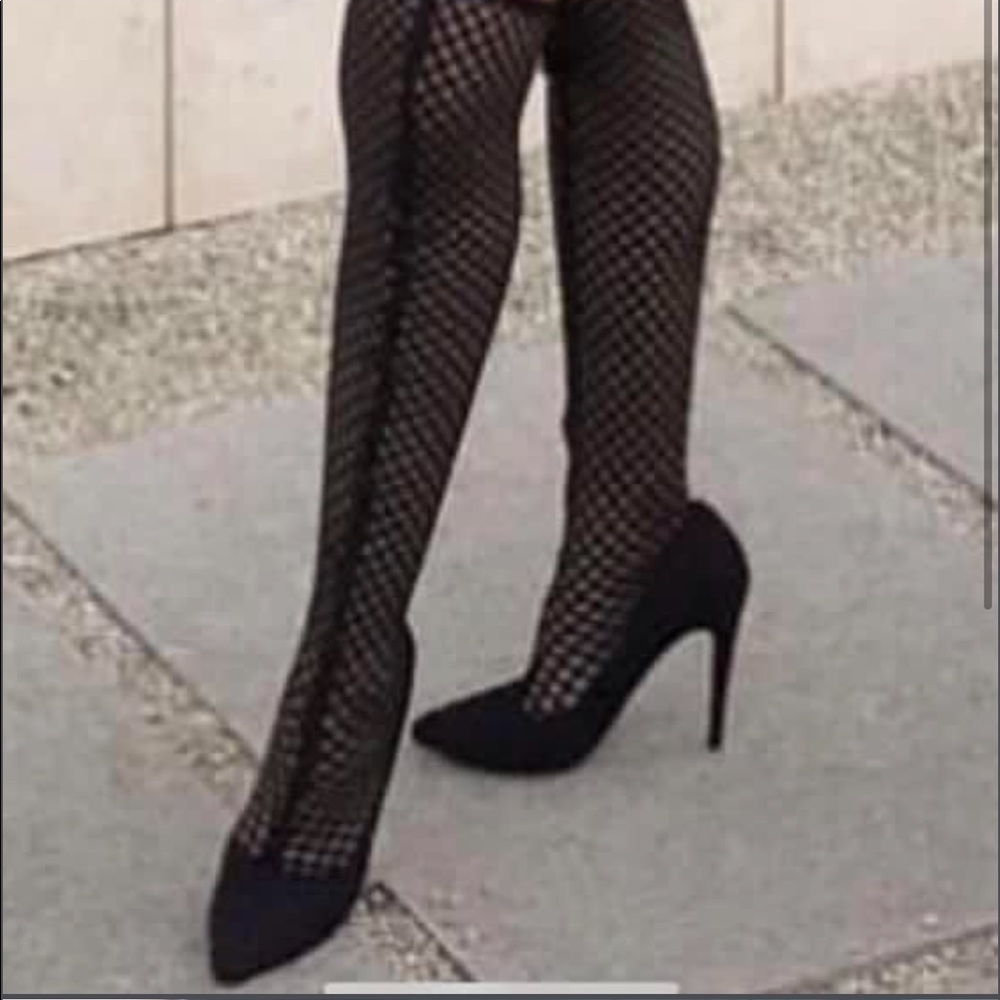 Thigh High Fishnet Heels - Picture 3 of 3